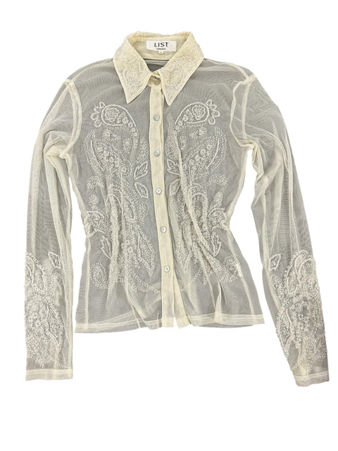 List Mesh Shirt Embroidered With Beads