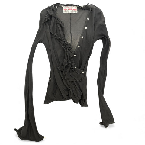 Black Ruffled Long Sleeve Top(127$)