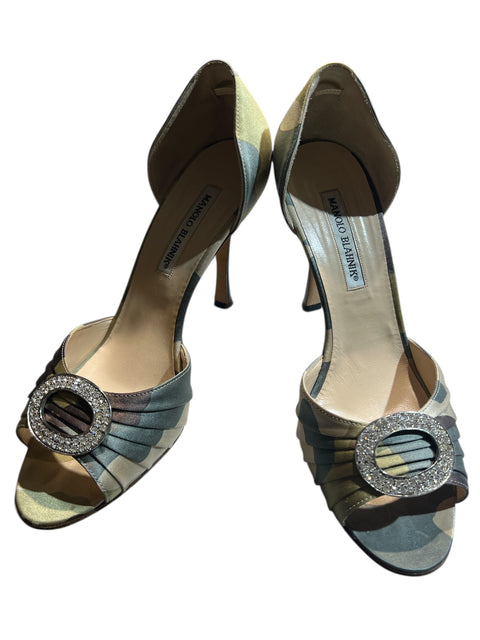 Manolo Blahnik Camo Satin Heels