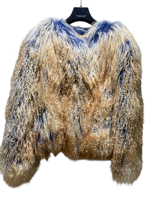 Vintage Lamb Fur Blue/Beige Jacket (SL)