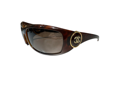 Chanel Tortoiseshell With Gold Details Sunglasses