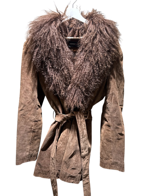Vintage Brown Suede and Fur Coat