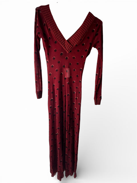 JPG Dot Red Long Mesh Dress