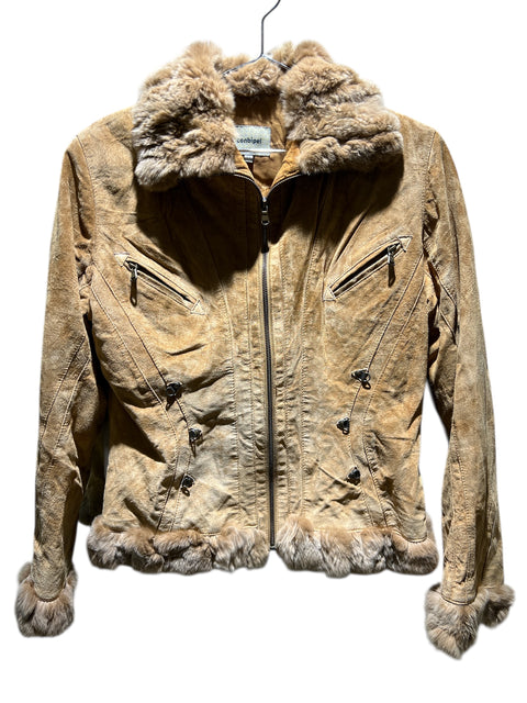 Conbipel Beige Suede and Rabbit Fur Jacket