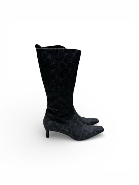 Gucci Black Monogram Boots 40