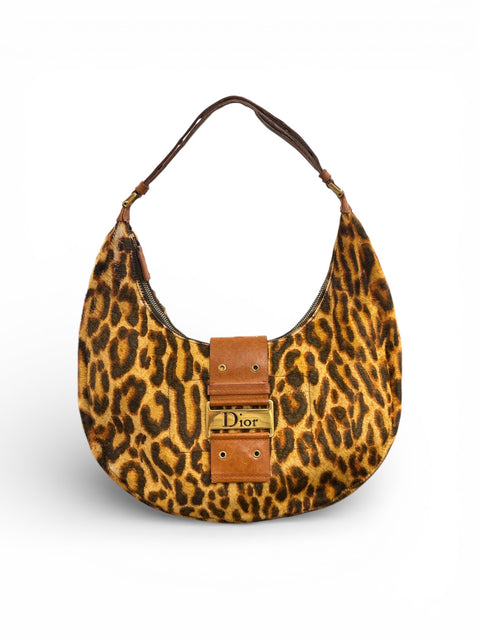 Dior Street Chic Leopard Print Pony Hair Shoulder Bag