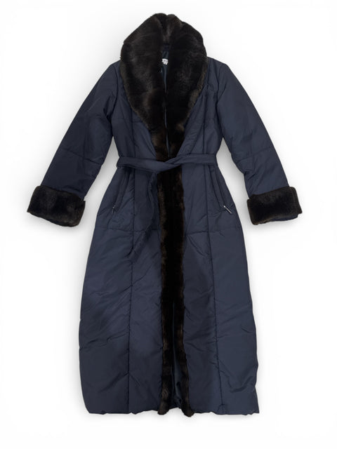 List Long Black Puffer Coat With Fur Collar