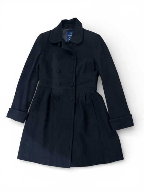 PlayLife Black Wool Coat With Fitted Waist