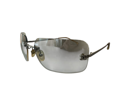 Chanel Silver Transparent Micro Logo Sunglasses