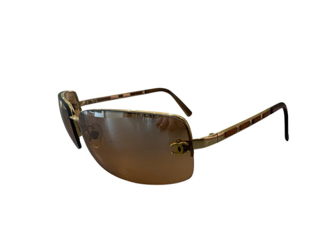 Chanel Orange/Gold Transparent Leather Sunglasses