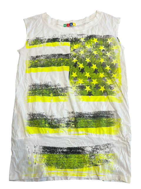 MSGM White Oversize American Print Tee-Shirt