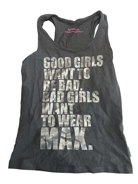 Max&Co Black Inscription Tank Top