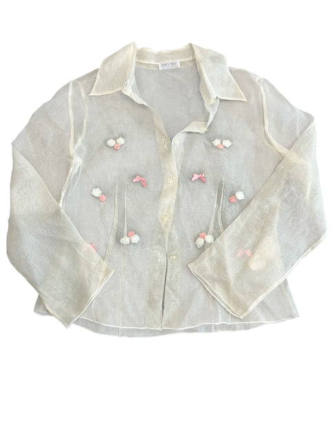 Brums Ecru Transparent Bow Detail Shirt