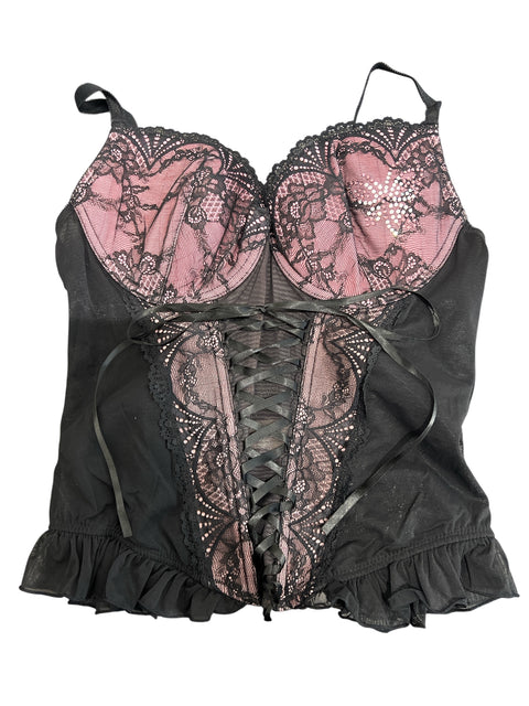 Vintage Black/Pink Lace Corset