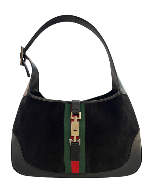 Gucci Jackie Cherry Line Black Suede Shoulder Bag