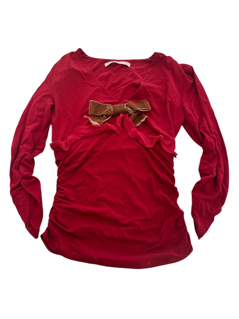 Ungaro Red Bow Long Sleeves Top