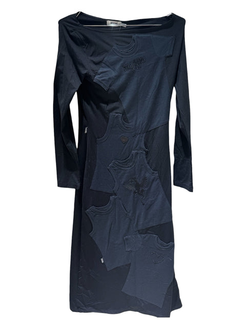 Moschino Long Black Mini T-shirt Print Dress