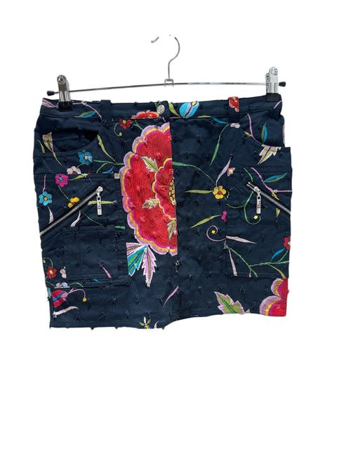 Christian Dior Denim Flowers Print Mini Skirt