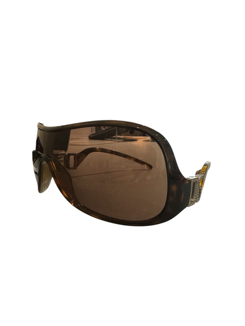 Dolce&Gabbana Brown Mask Strass Logo Sunglasses