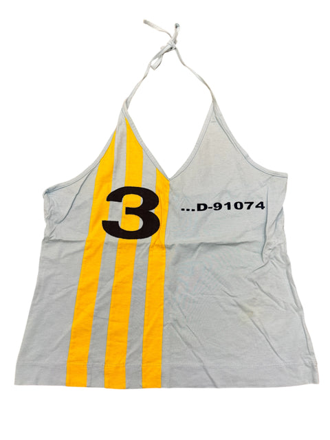 Adidas Baby Blue Yellow Stripes Backless Top