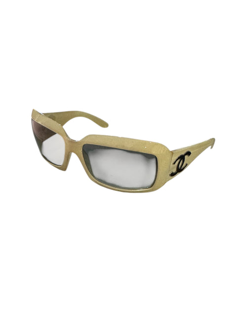 Chanel Cream Quilted CC Logo Sunglasses