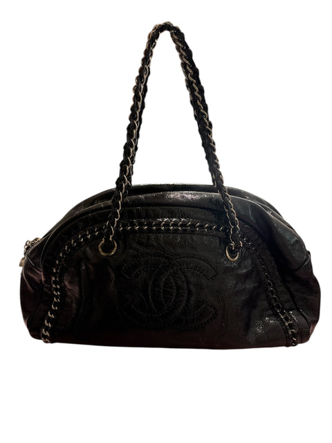 Chanel Hand Chain Bag Patent Leather Black