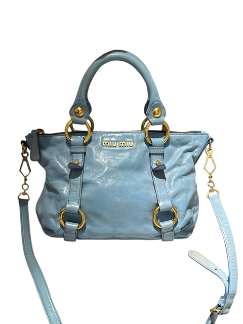 Miu Miu Hand Bag Leather 2way Light Blue Gold