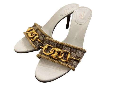 Gucci Monogramme Chains Mules T36
