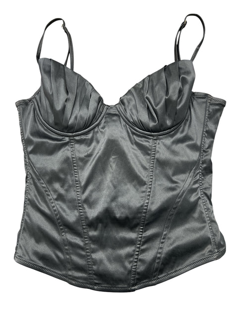 Vintage Black Satin Gathered Corset