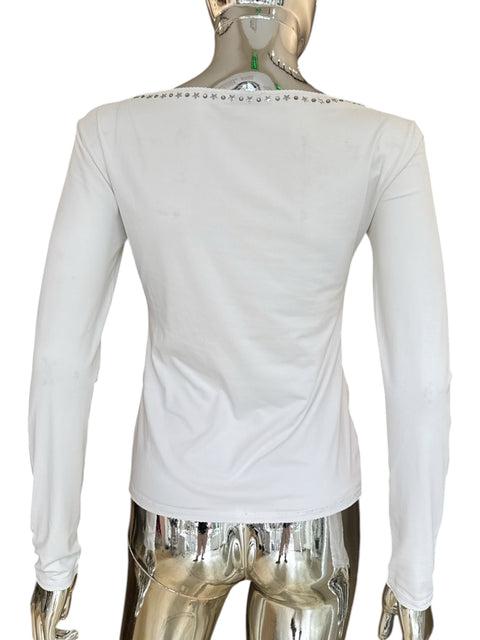 Blumarine White Embroidered Logo Top