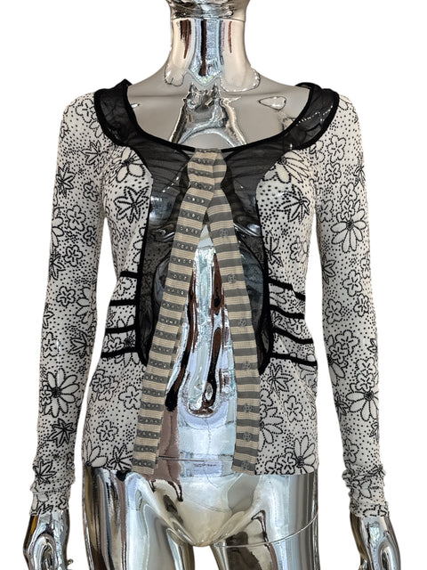 Blumarine Black & White Floral Longsleeve