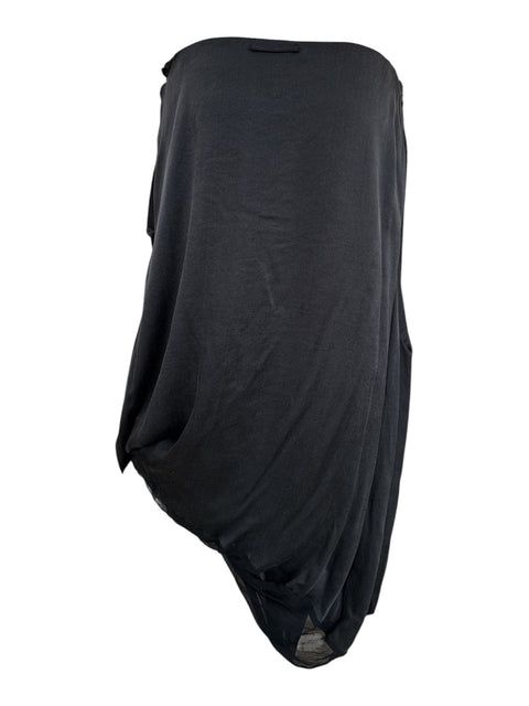 Jean Paul Gaultier Ruched Silk Black Skirt