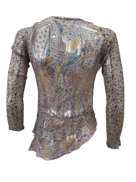 Stefanel Multi Print Mesh Longsleeve Top