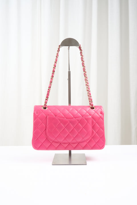 Chanel Classic Double Flap Matelasse Pink Leather Shoulder Bag