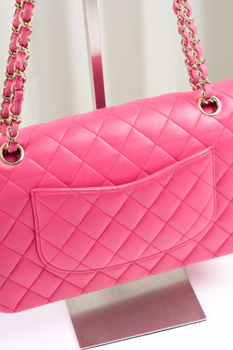 Chanel Classic Double Flap Matelasse Pink Leather Shoulder Bag