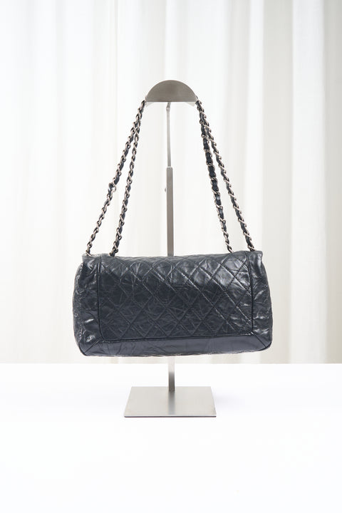 Chanel Matelasse 25 Hand Bag Lamb Skin Black Sliver