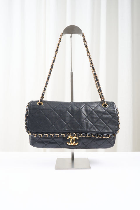Chanel Black Lambskin Gold Chain Bag
