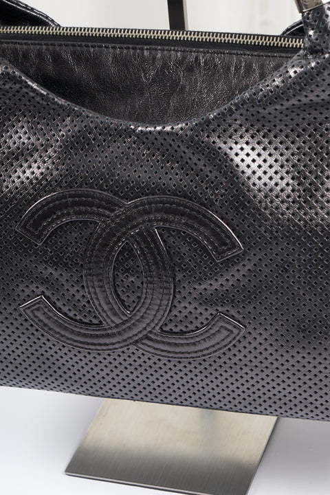 Chanel Dark Silver Leather Bag