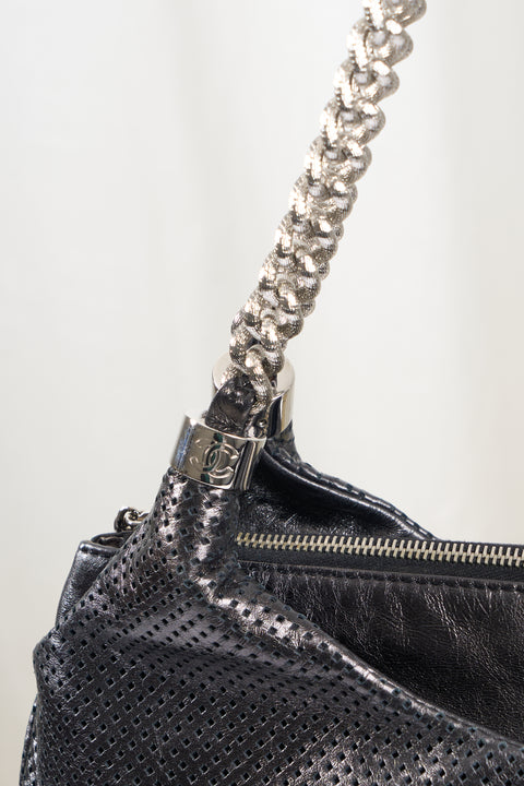 Chanel Dark Silver Leather Bag