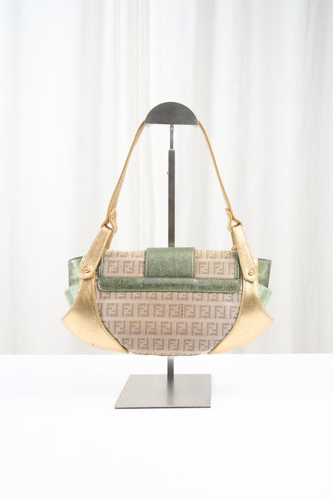 Fendi Green Gold Leather Bag
