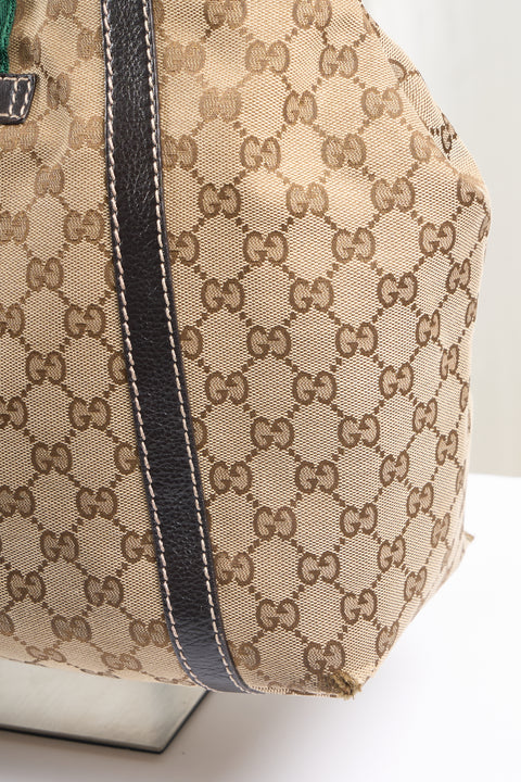 Gucci GG Canvas Tote Bag Beige Gold