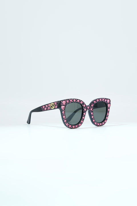 Gucci Black Pink Hearted Sunglasses
