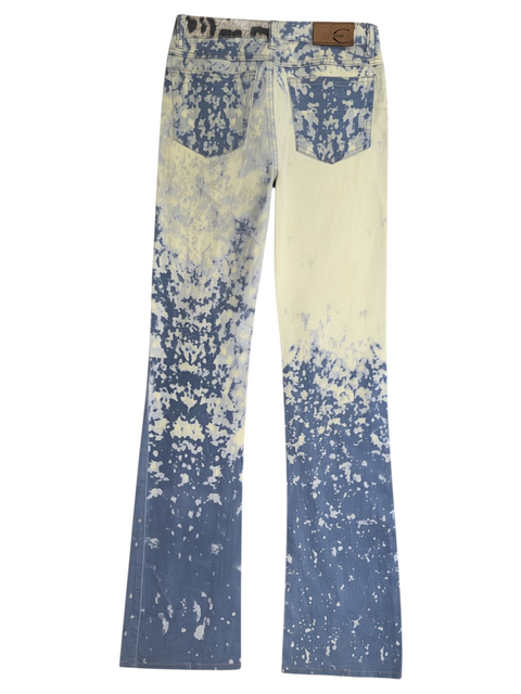 Jean Just Cavalli CHEZ SNOW BUNNY à motif léopard, délavage bleu et jaune effet éclaboussures