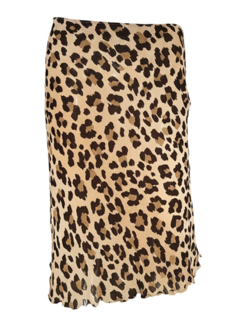 CHEZ SNOW BUNNY Moschino Jeans midi skirt in a classic brown and black cheetah animal print pattern