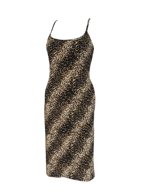 Robe midi CHEZ SNOW BUNNY Blumarine à imprimé léopard avec fines bretelles et dos croisé