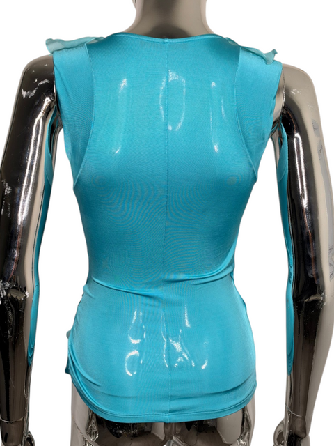 Roberto Cavalli Blue Draped Top